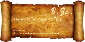 Barabás Zsadány névjegykártya